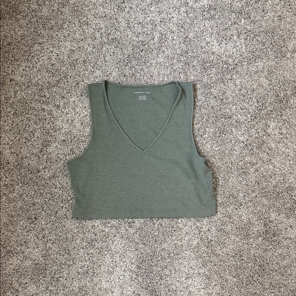 American Eagle Outfitters Sage V-Neck Tank Top
